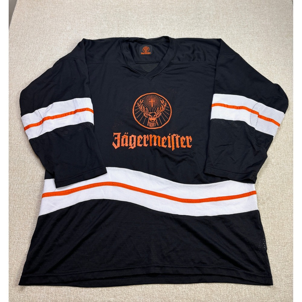 Jagermeister Hockey Jersey Men XL Black Orange Mesh Stag Logo Number 56 USA Made